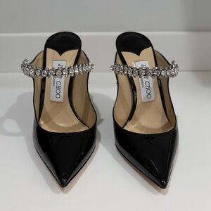 Jimmy Choo Black Heels with Crystal Straps